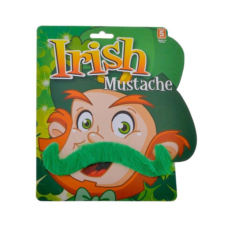 Curled St Patrick's Day Green Costume Moustache