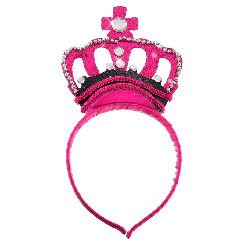 Glittery Hot Pink Jewelled Princess Crown Headband