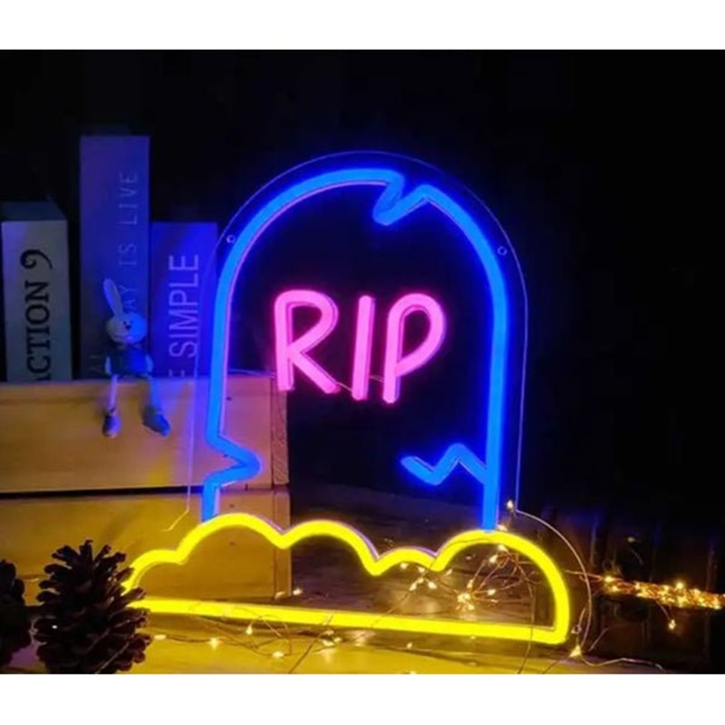 Halloween Acrylic LED Neon Sign - RIP Tombstone