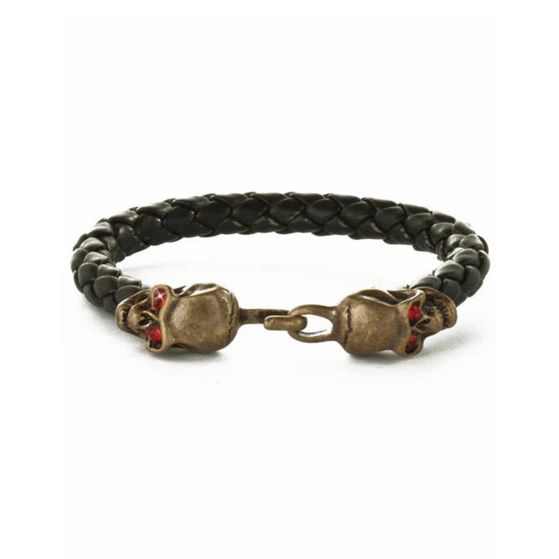 Jeweled Pirate Skull Leather Costume Bracelet