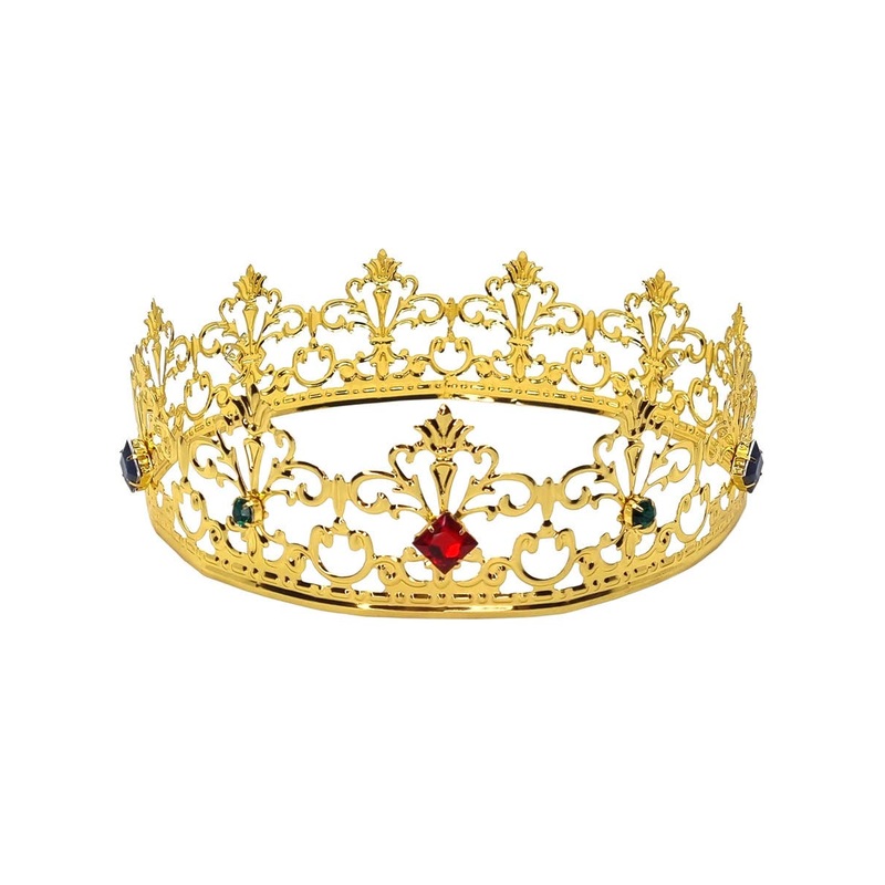 Jewelled Gold Metal Filigree Costume Crown