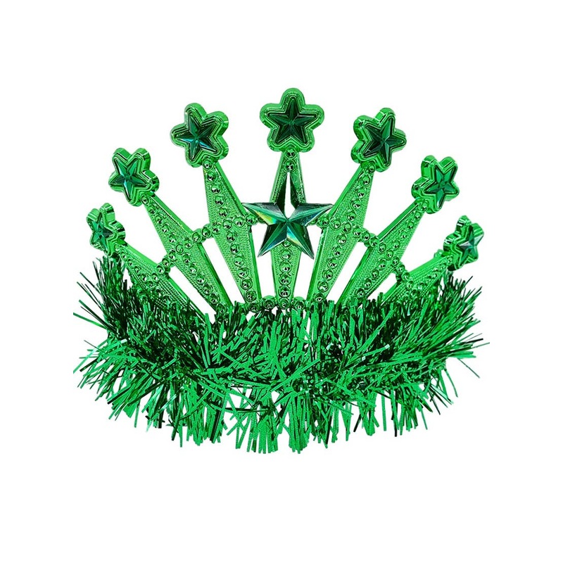 Jewelled Green Tiara with Tinsel Costume Accessory