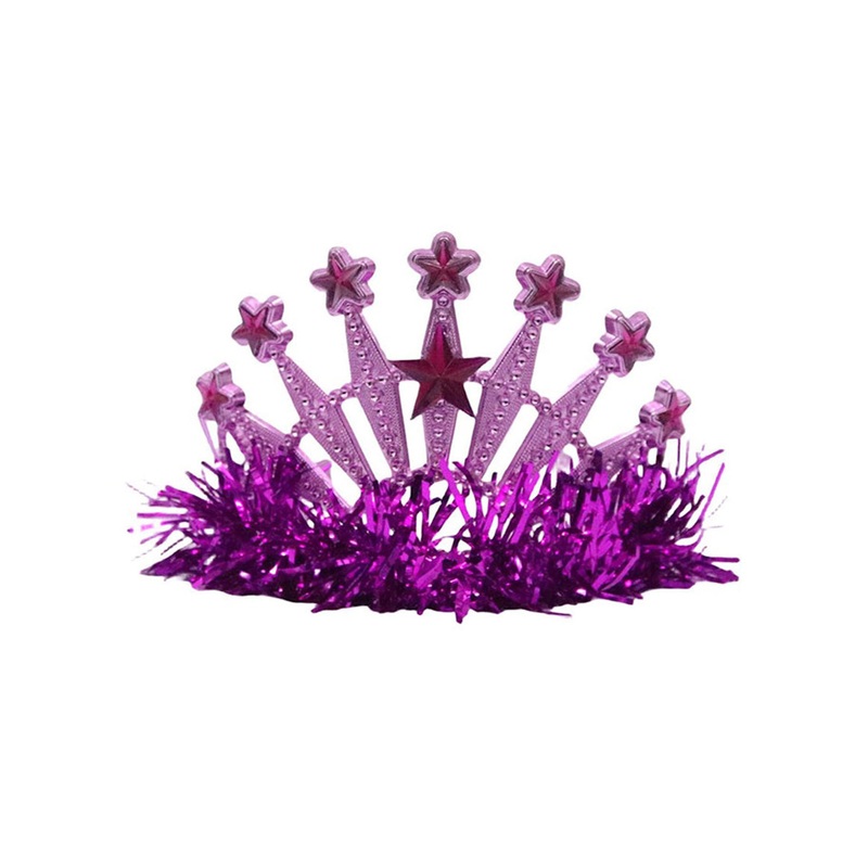 Jewelled Pink Star Tiara with Tinsel Costume Accessory