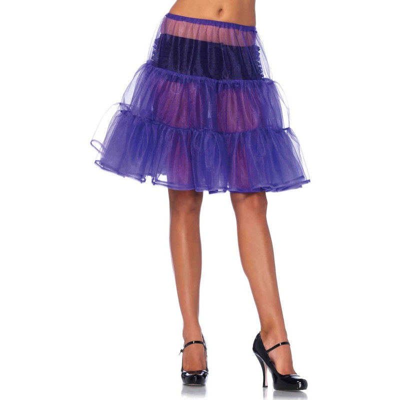 Knee Length Ruffled Purple Womens Petticoat