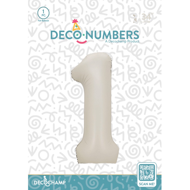 Number 1 Latte Foil Balloon 34" (Single Pack) DECONUMBER
