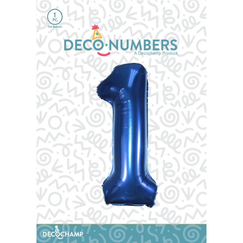 Number 1 Navy Blue Foil Balloon 34" (Single Pack) DECONUMBER