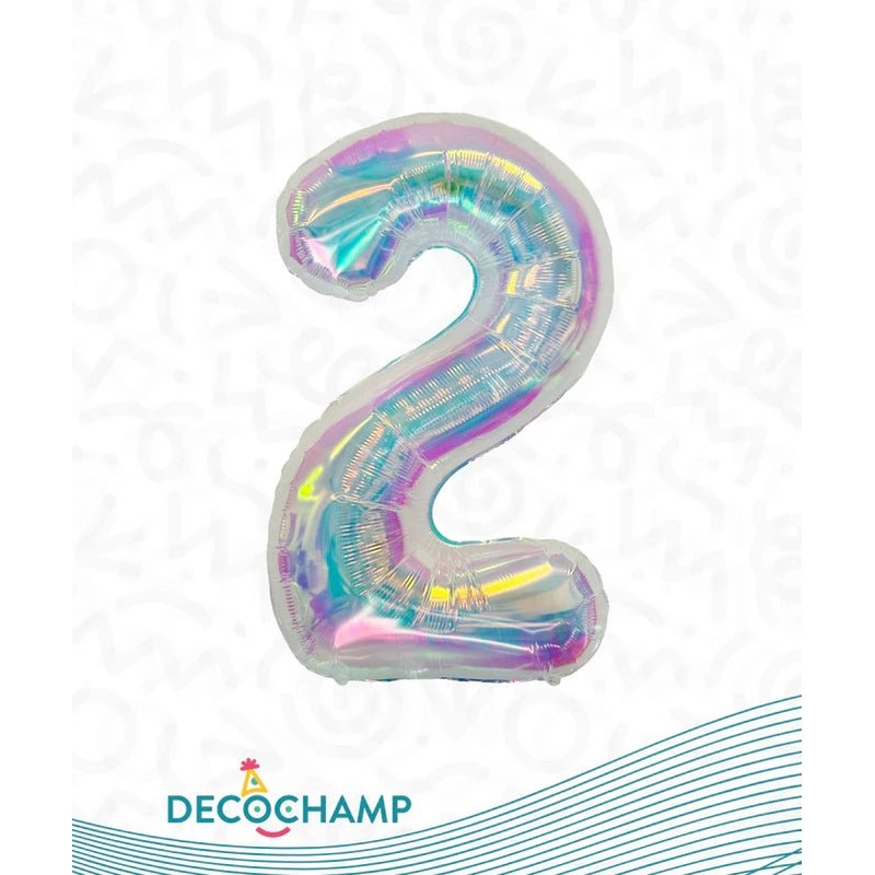 Number 2 Iridescent Foil Balloon 34" (Single Pack) DECONUMBER