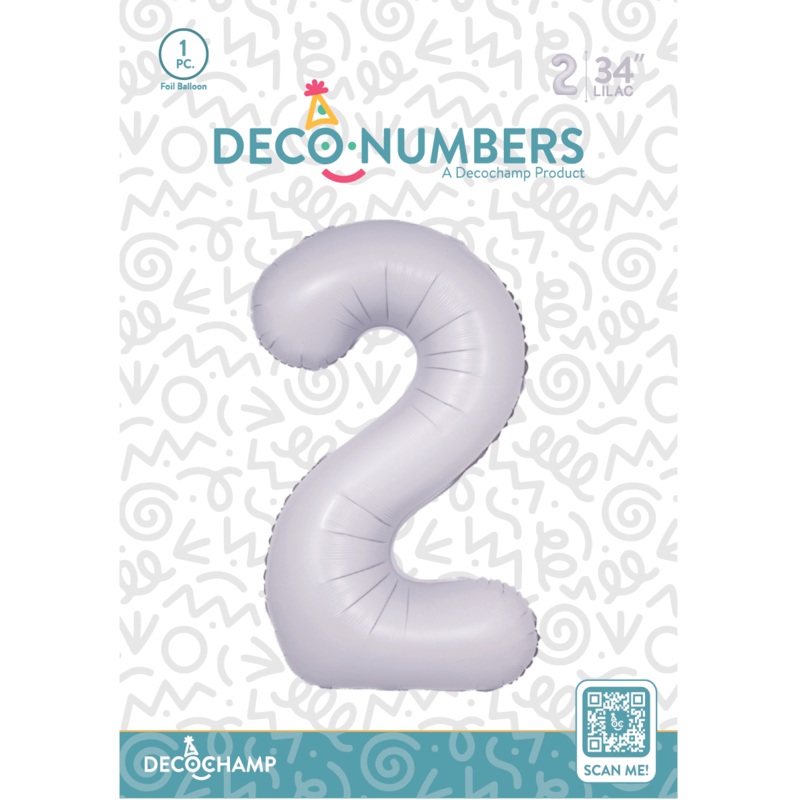 Number 2 Lilac Foil Balloon 34" (Single Pack) DECONUMBER