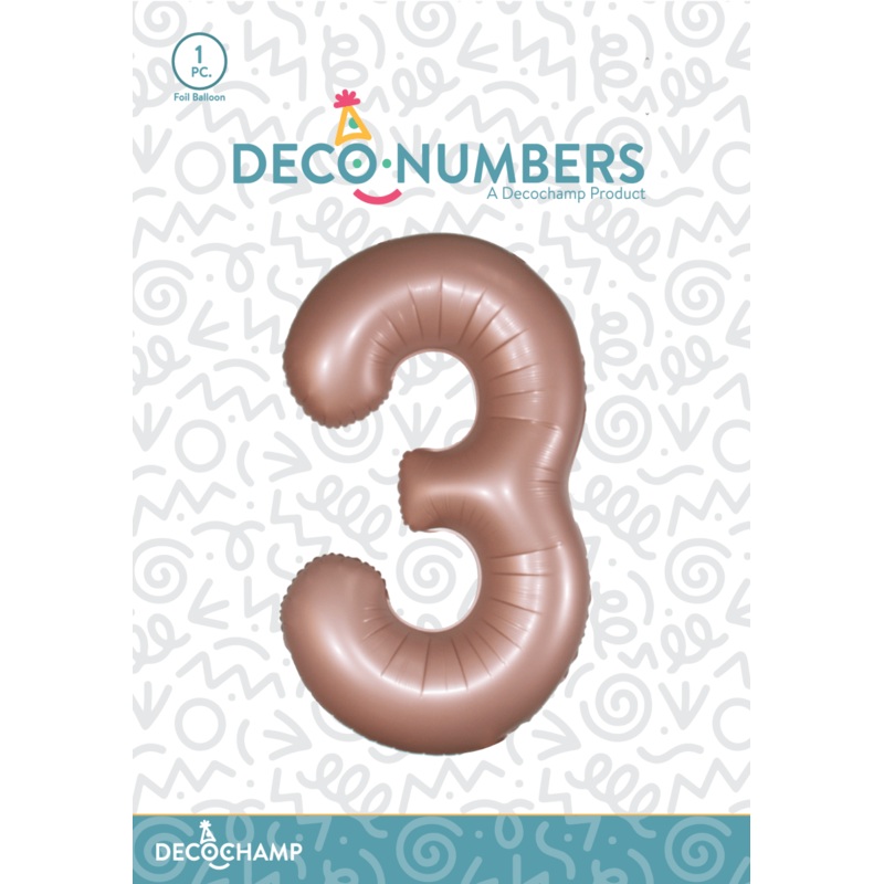 Number 3 Dusty Rose Foil Balloon 34" (Single Pack) DECONUMBER