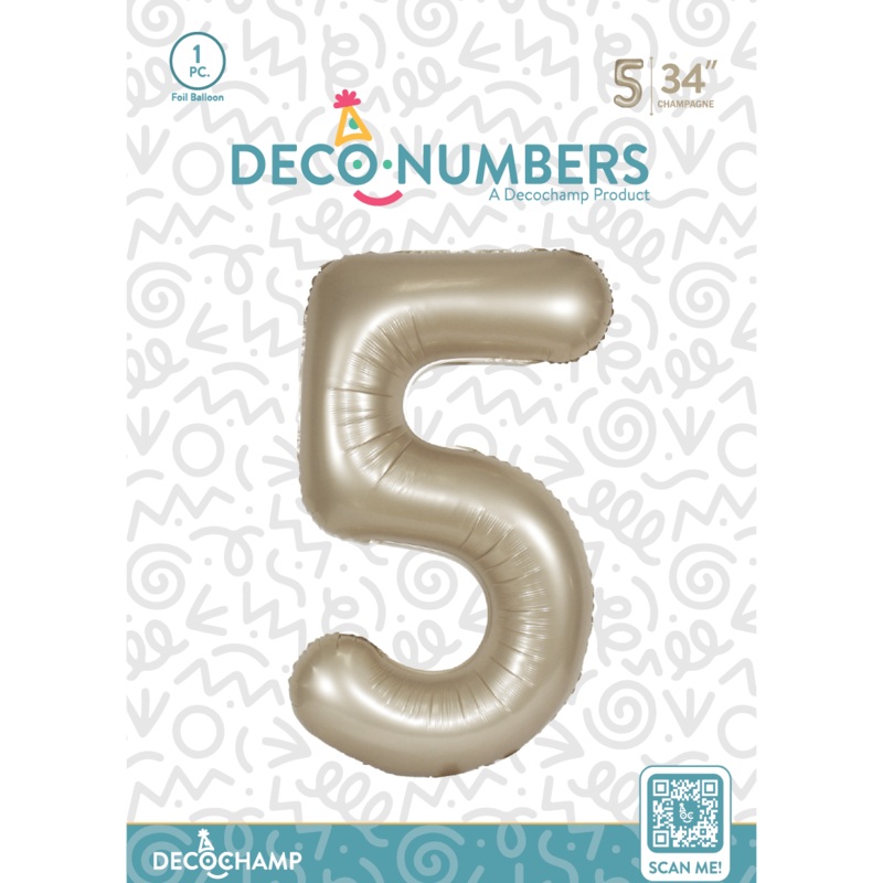 Number 5 Champagne Foil Balloon 34" (Single Pack) DECONUMBER