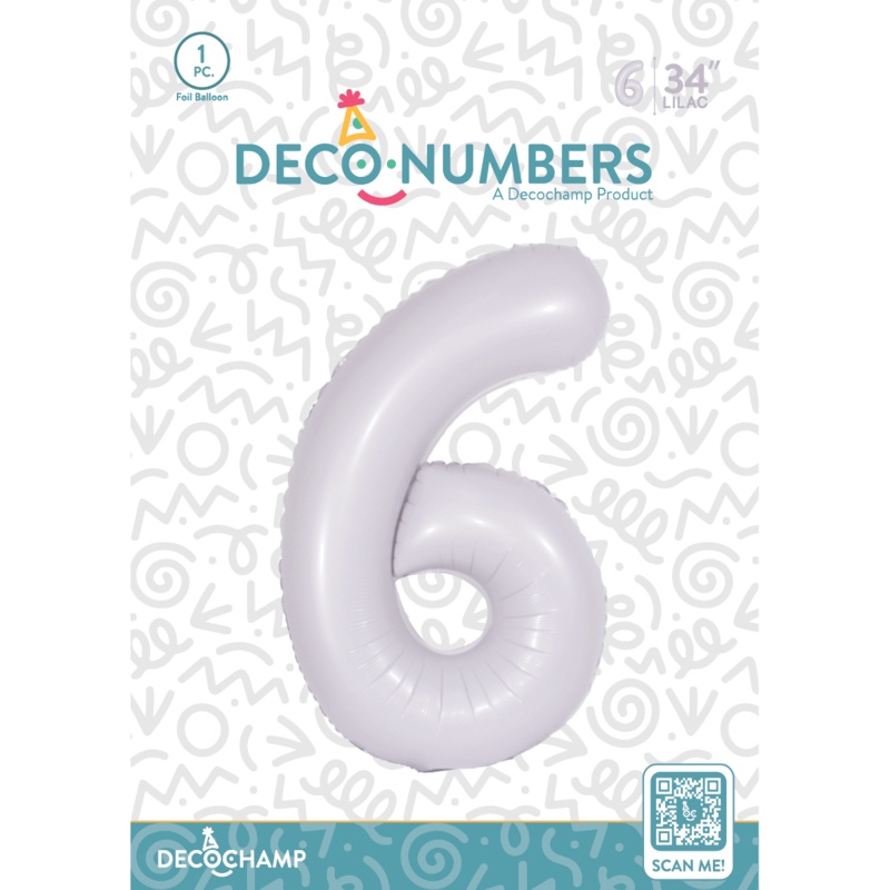 Number 6 Lilac Foil Balloon 34" (Single Pack) DECONUMBER