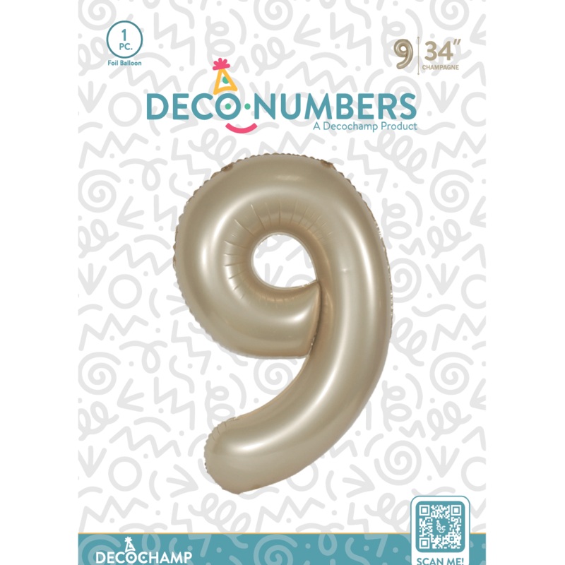 Number 9 Champagne Foil Balloon 34" (Single Pack) DECONUMBER