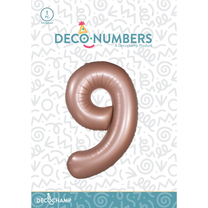 Number 9 Dusty Rose Foil Balloon 34" (Single Pack) DECONUMBER