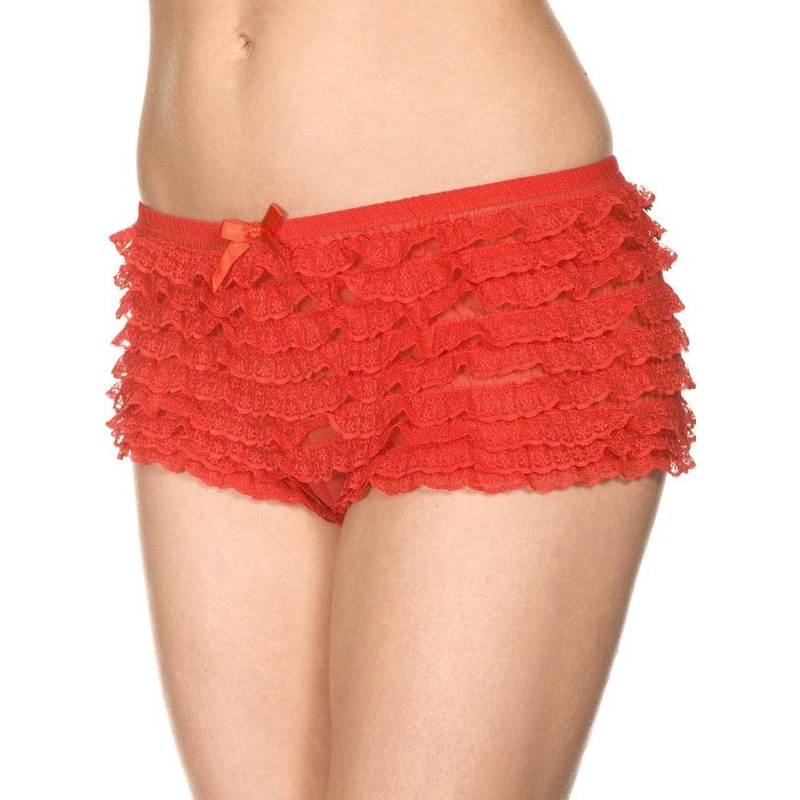 Ruffled Red Lace Womens Costume Shorts