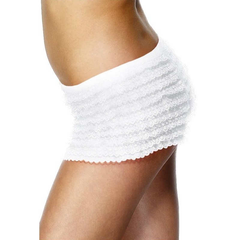 Ruffled White Lace Booty Shorts Costume Accessory