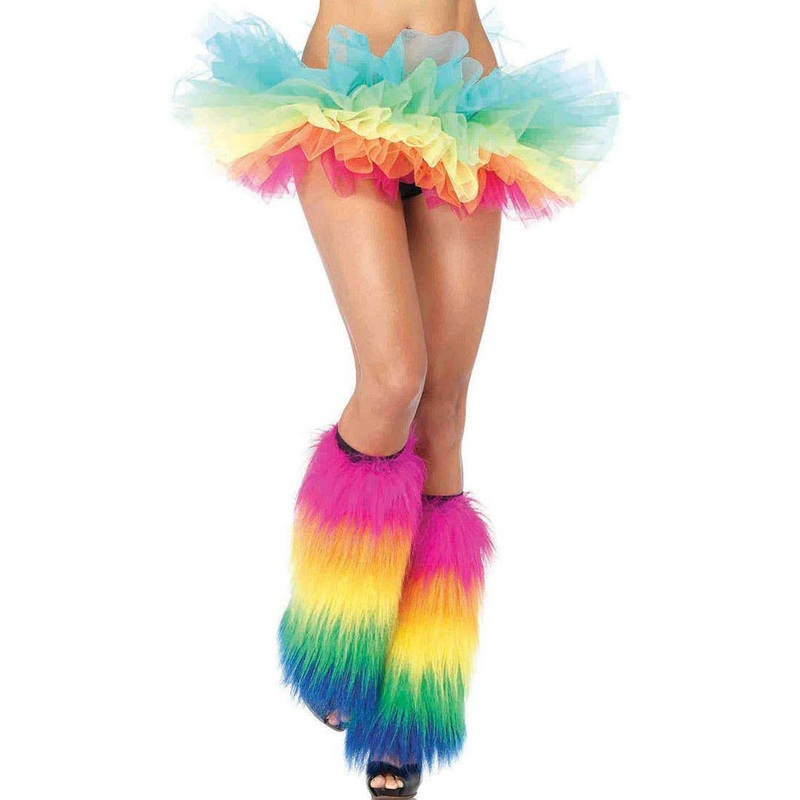 Ruffled Womens Rainbow Organza Costume Tutu