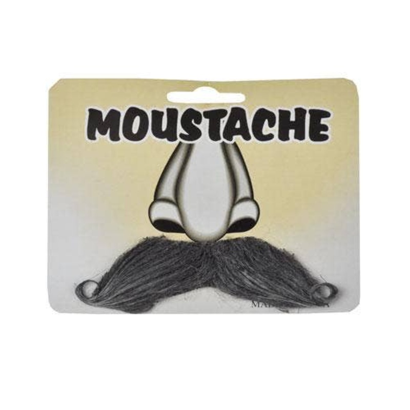 Stick On Novelty Curled Grey Costume Moustache