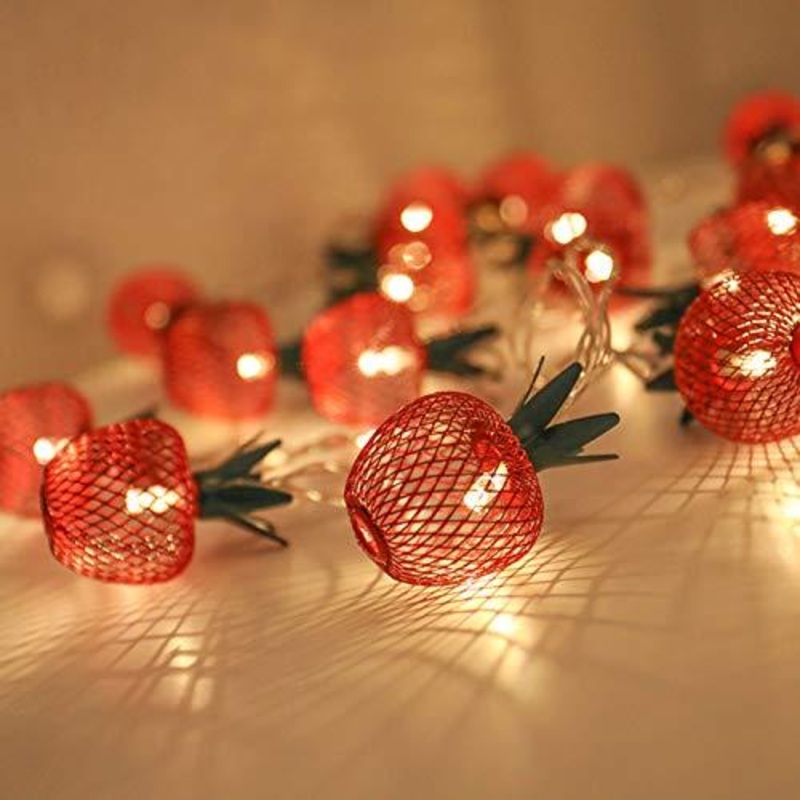10 LED Apple String Lights Metal Mesh Battery Operated Fairy String Lights for Bedroom Wedding Indoor Outdoor Home Party