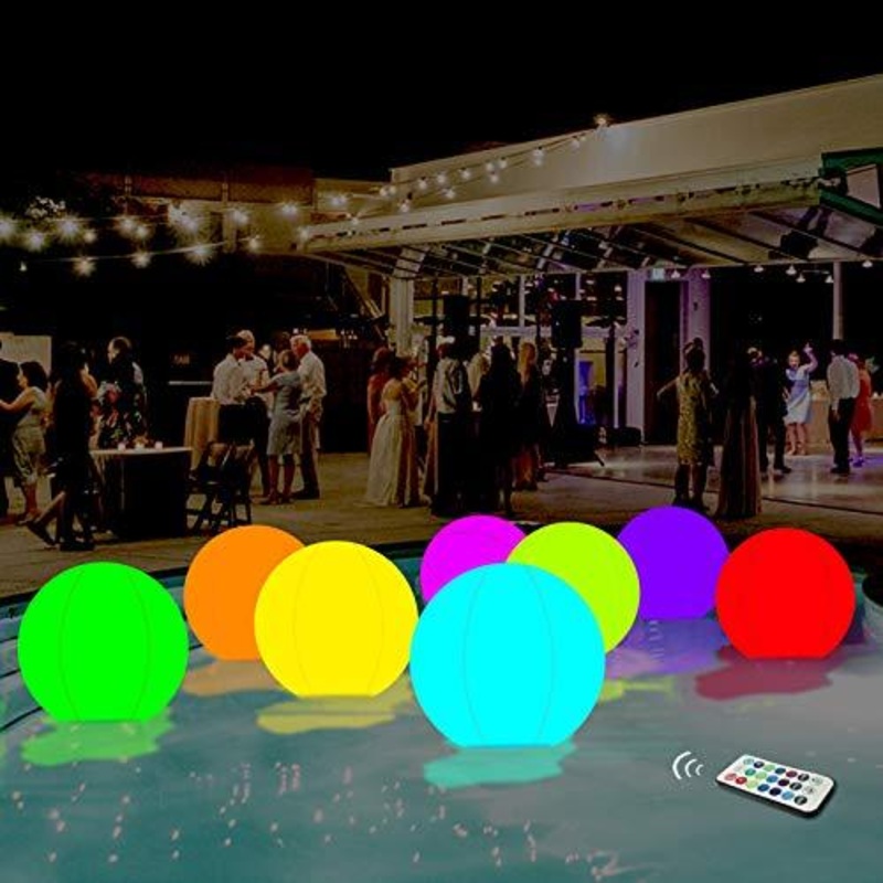 2pcs Pool Toys for Kids Adults 16''Inflatable LED Light Up Beach Ball for Outdoor Games