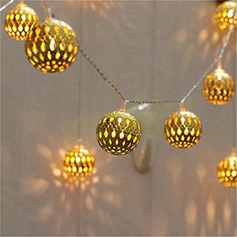 40 LED Globe String Lights, Halloween Decorations Golden Moroccan Hanging Lights for Bedroom, Party, Wedding, Christmas Tree