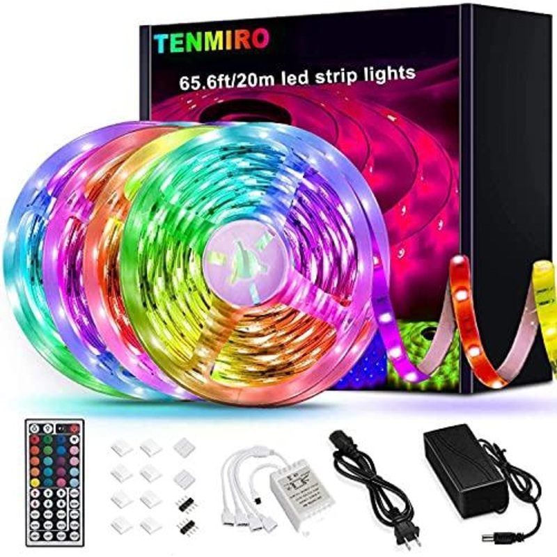 65.6ft Led Strip Lights, Ultra Long RGB 5050 Color Changing LED Light Strips Kit with 44 Keys