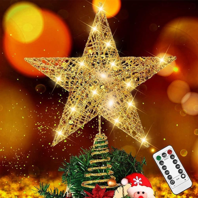 Christmas Tree Topper, 40 LED 11 Inches USB Lighted Star Tree Topper with Remote Control Decorations for Indoor