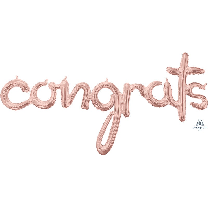 Congrats Rose Gold Air-Filled Balloon Banner Decoration