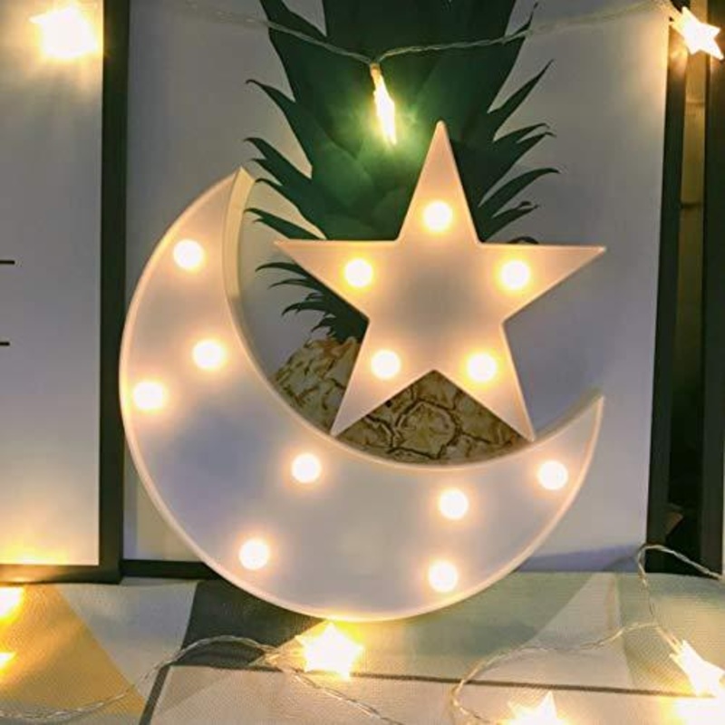 Decorative Moon-Star Night Light,Cute LED Nursery Night Lamp Gift-Marquee Moon-Star Sign for Birthday Party,Baby Shower,Kids Room, Living Room Decor