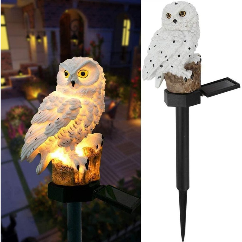 Garden Solar Lights Outdoor Decorative Resin Owl Solar LED Lights with Stake for Garden Lawn Pathway