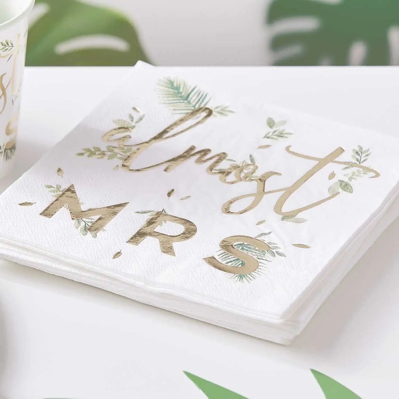Ginger Ray Gold Foiled Almost Mrs Hen Party Napkins - 16 Pkt