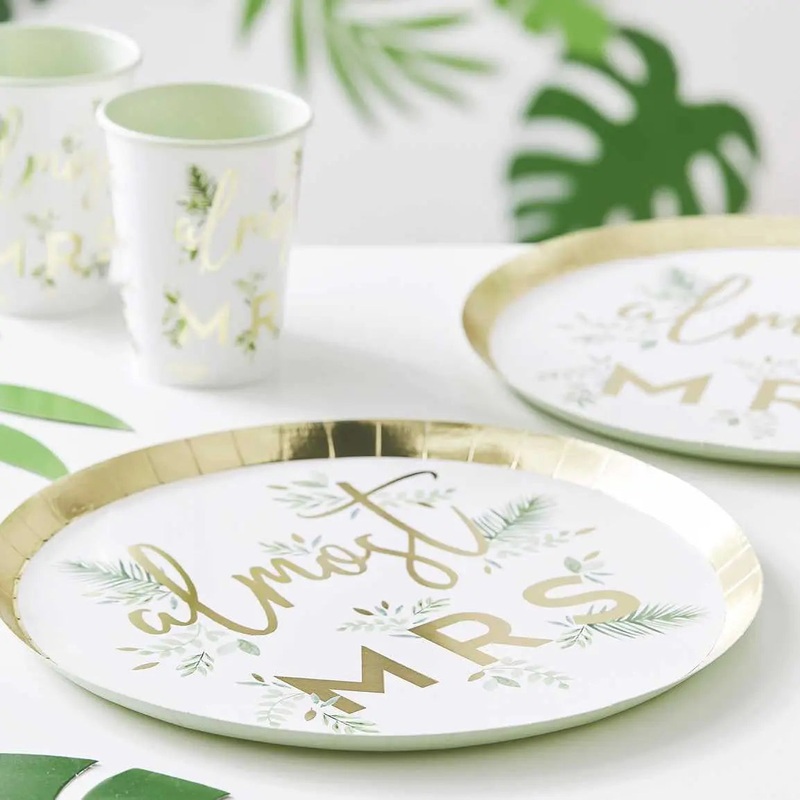 Ginger Ray Gold Foiled Almost Mrs Hen Party Plates - 8 Pkt