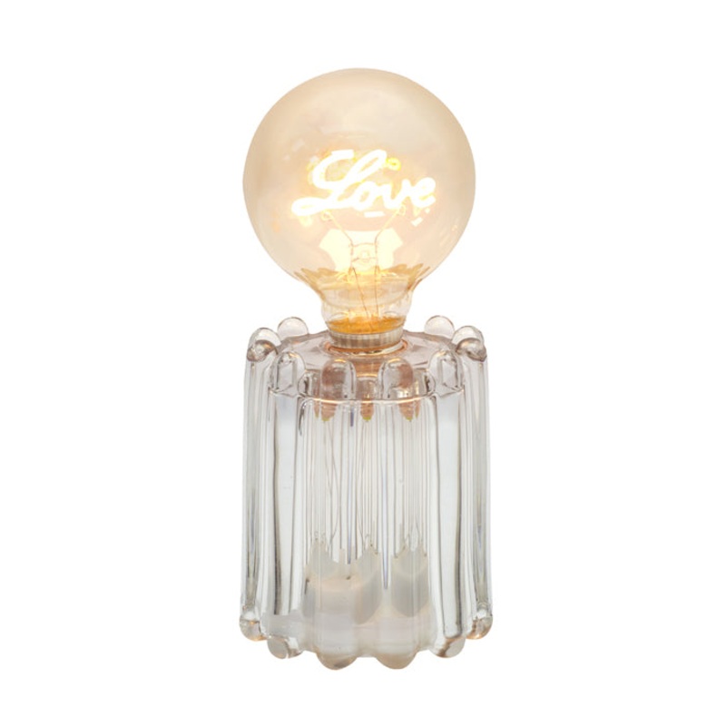 Glass LED Lamp Grey Love 20cm