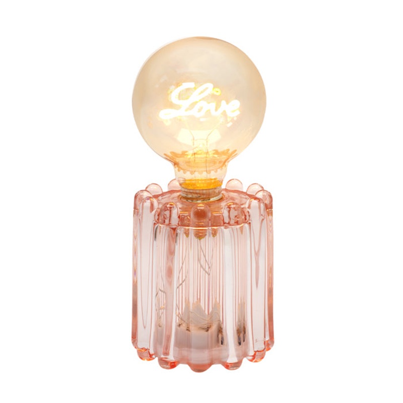 Glass LED Lamp Pink Love 20cm