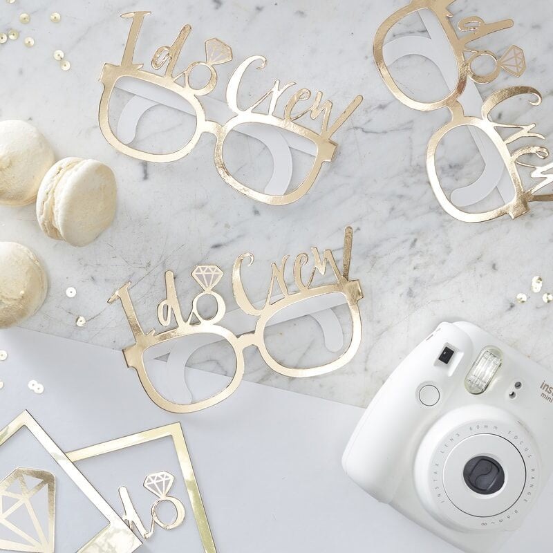 Gold Foiled Fun Glasses Props - I Do Crew - 8pk