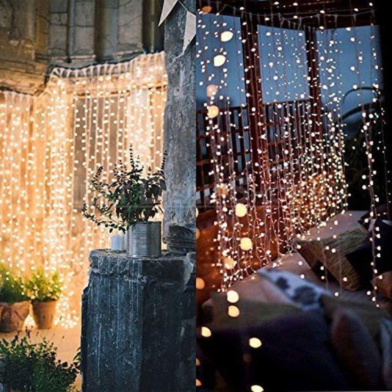 Hanging Window Curtain Lights 9.8 Feet Dimmable and Connectable with 300 Led, Remote
