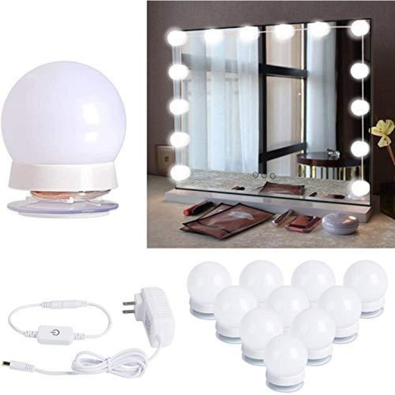 Hollywood Style Led Vanity Mirror Lights Kit with 10 Dimmable Light Bulbs for Makeup Dressing Table