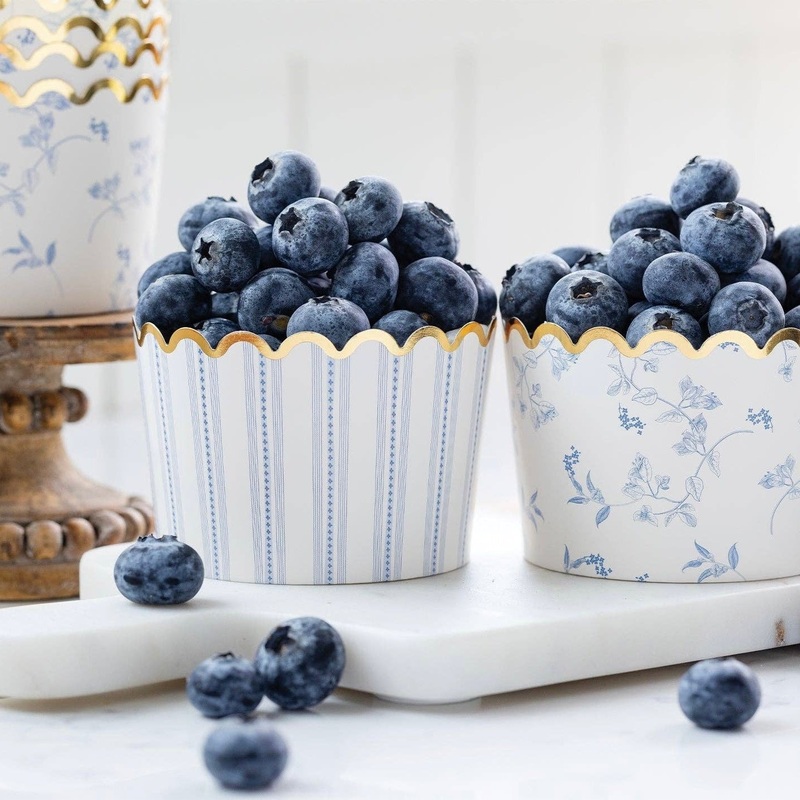 JUMBO Foiled Pembroke Floral Stripe Baking / Treat Cups