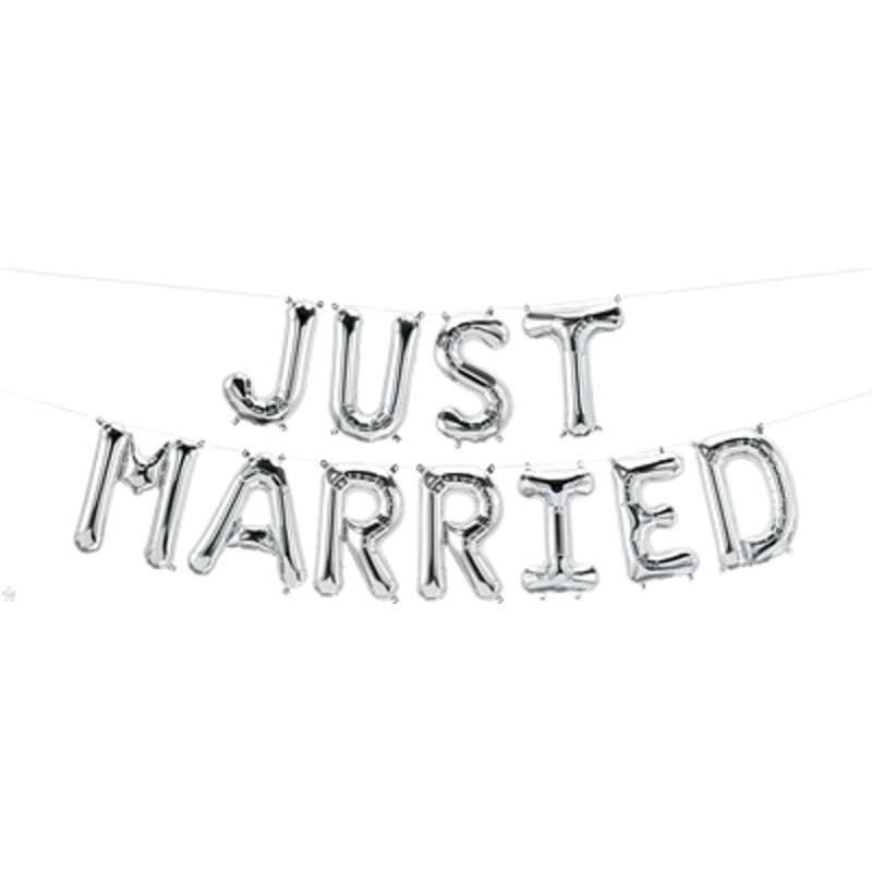 JUST MARRIED Air Filled Balloon Banner Kit (DNR)