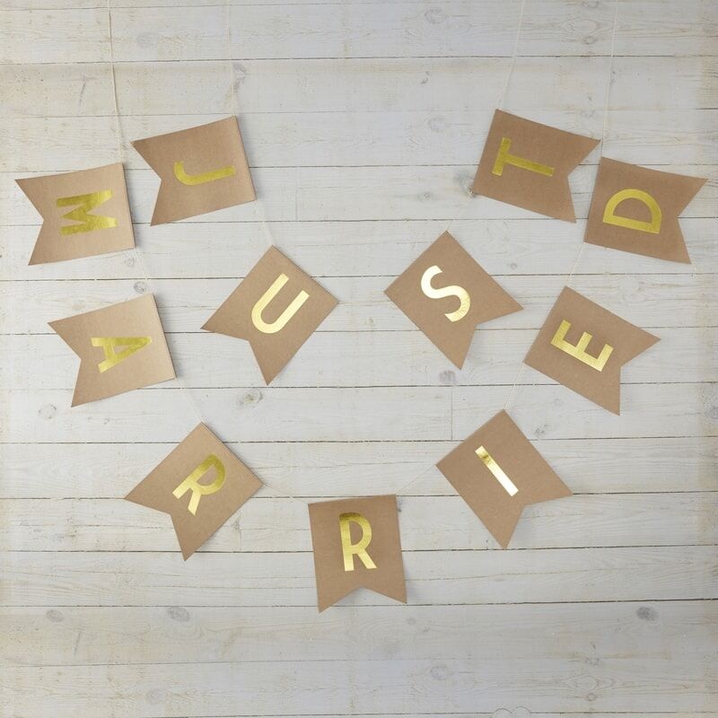JUST MARRIED GOLD FOILED BUNTING - KRAFT PERFECTION