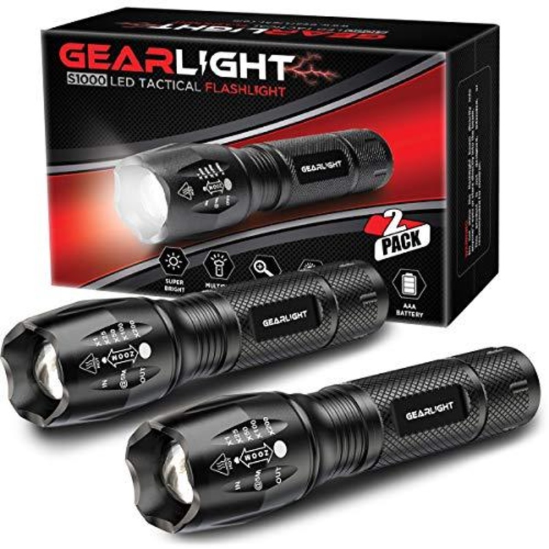 LED Tactical Flashlight- High Lumen, Zoomable, 5 Modes, Water Resistant Light - Camping Accessories