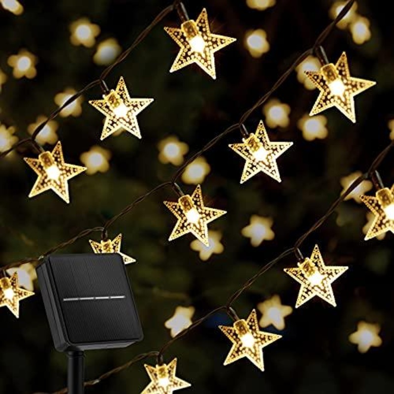 Solar Star String Lights Outdoor 39 Ft 100 LED,8 Lighting Modes Twinkle Fairy Lights