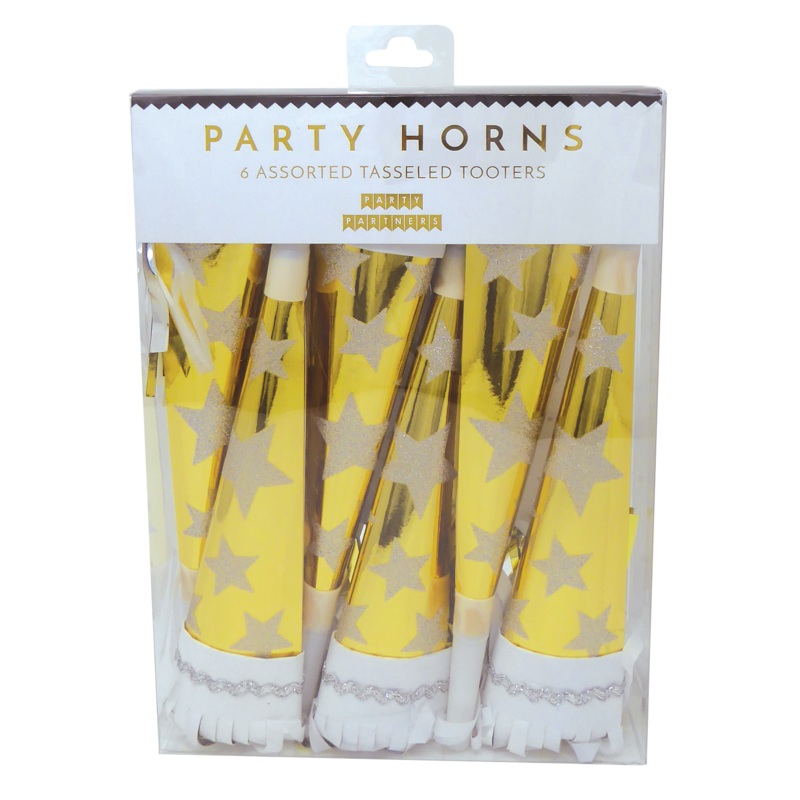 Tasseled Party Horns Stars Gold