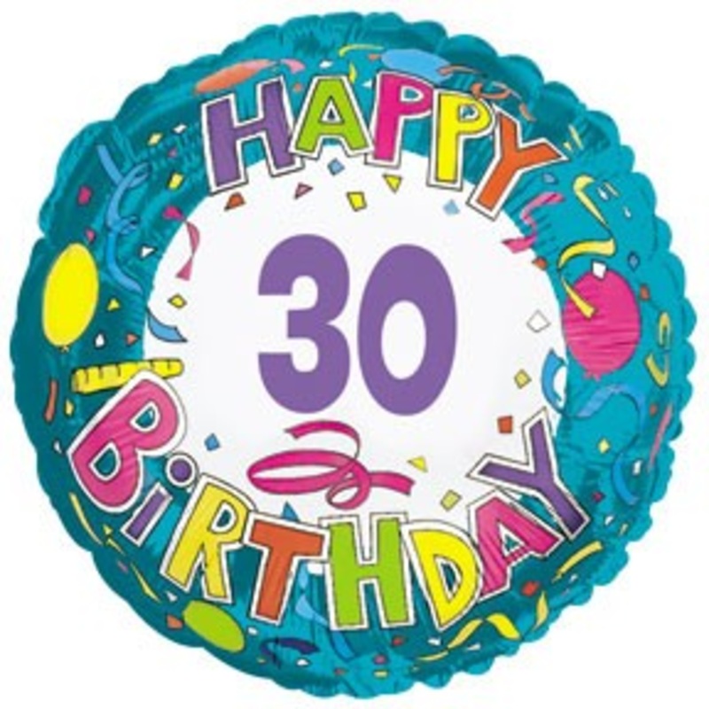 17" Happy 30 Birthday Streamers Packaged Balloon