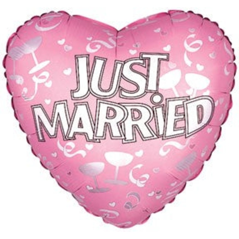 17" Just Married Pink Packaged Balloon