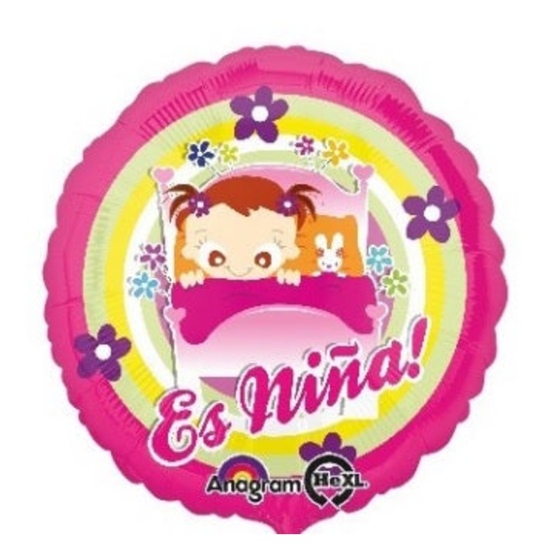 18" Es Nina Baby Girl in Bed Balloon Packaged (Spanish)
