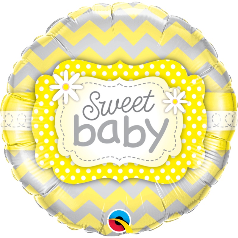 18" Packaged Sweet Baby Yellow Patterns Balloon