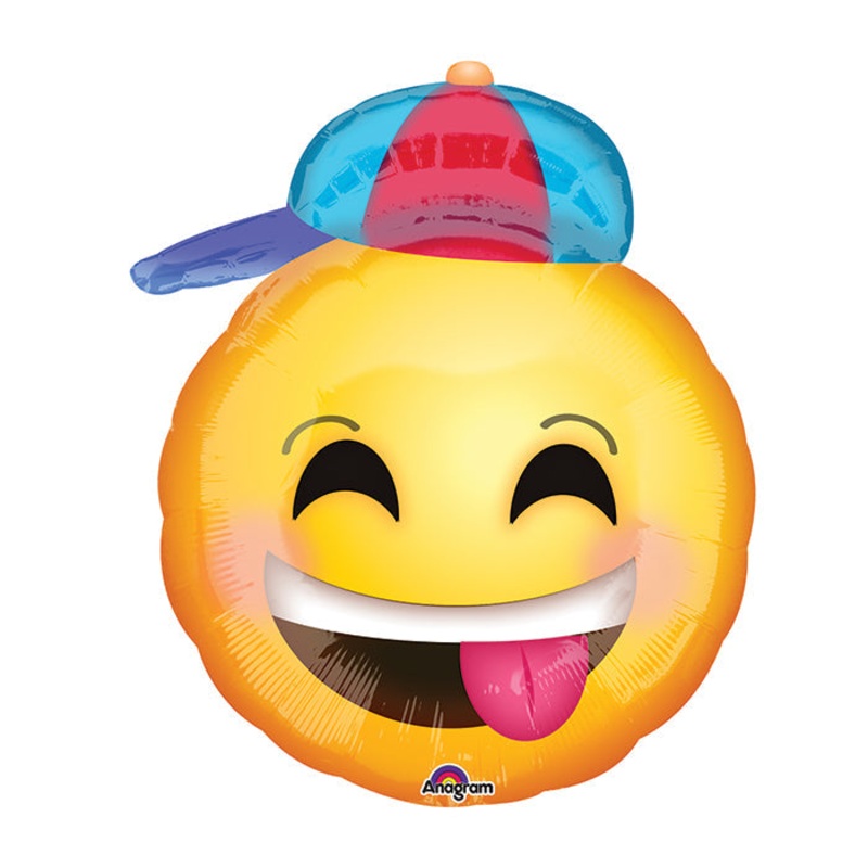 20" Happy Emoji with Hat Balloon Packaged