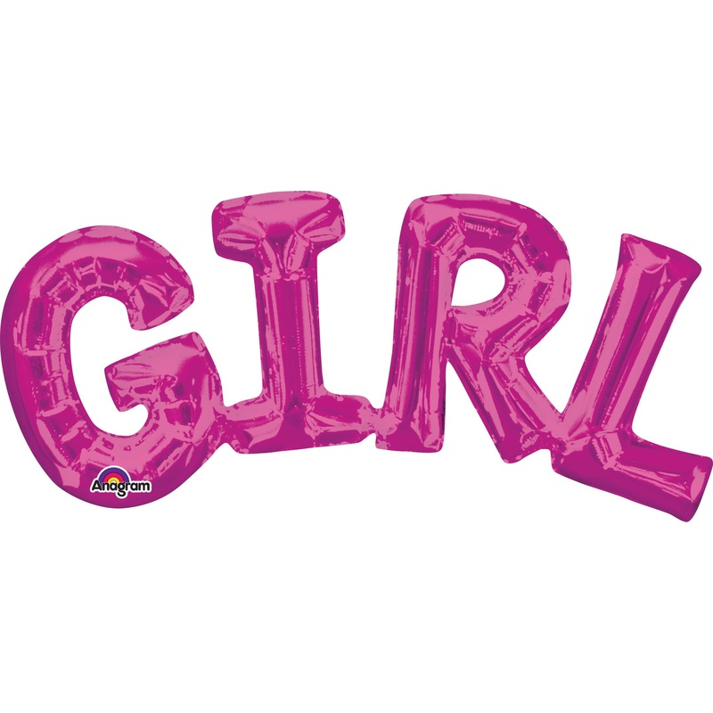22" Airfill Only Phrase " Girl" PINK Balloon Packaged