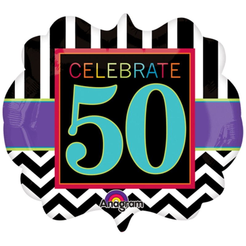 25" SuperShape Birthday Celebration 50 Balloon Packaged
