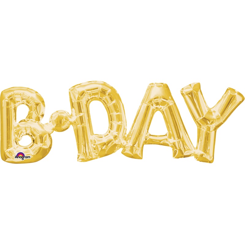 26" Jumbo Phrase " BDAY" Gold Balloon Packaged